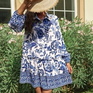 SHEIN blue and white dress size small